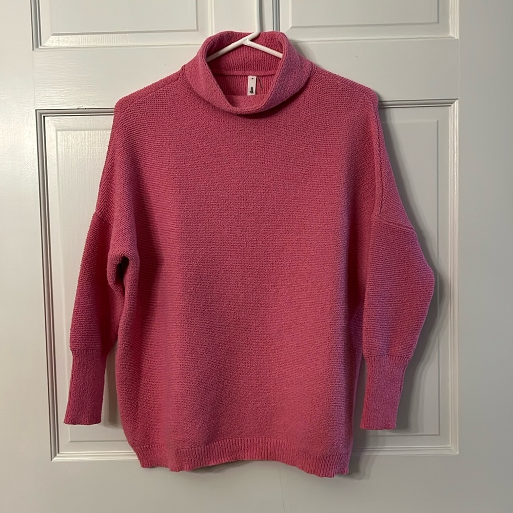 Pink Mock Turtleneck Dolman Sweater